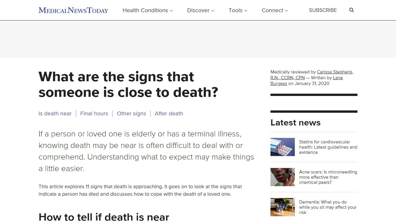 Signs of death: 11 symptoms and what to expect - Medical News Today
